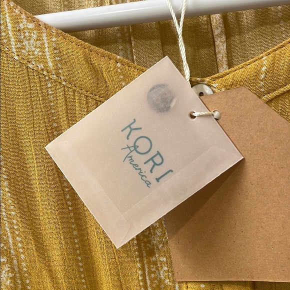 Kori America NWT: Yellow Striped Button-Up Blouse - Picture 3 of 8